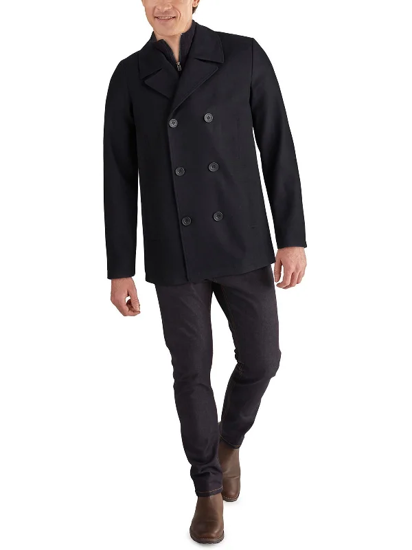 Big & Tall Mens Wool Blend Polyester Pea Coat