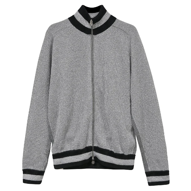 Chanel Zip-Up Jacket in Silver Viscose