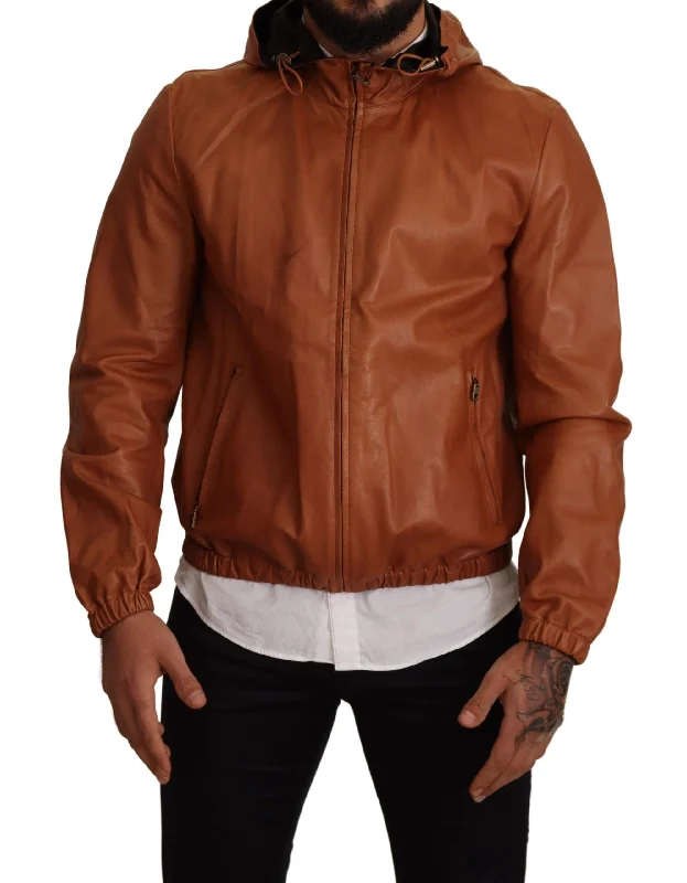 Dolce & Gabbana Elegant  Leather Bomber Men's Jacket