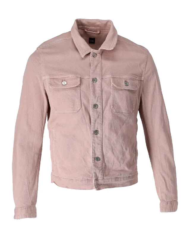 Hugo Boss Buttoned Denim Jacket in Pink Cotton