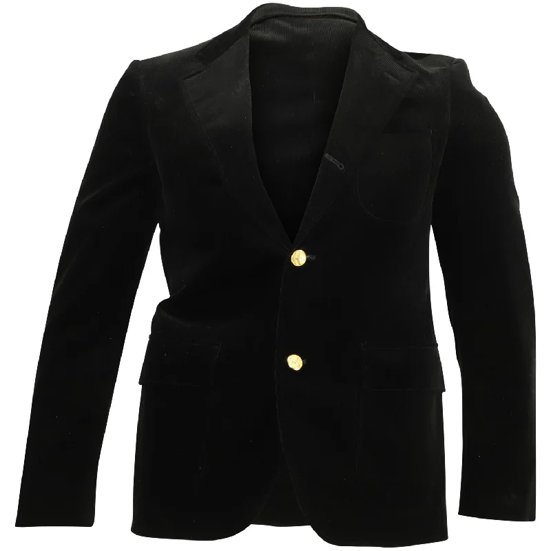 Junya Watanabe Velvet Single Breasted Blazer in Black Cotton