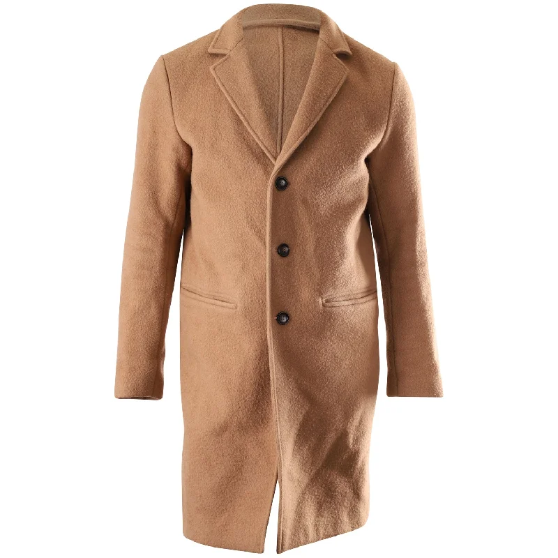 Mr P.  Button-front Overcoat in Tan Wool