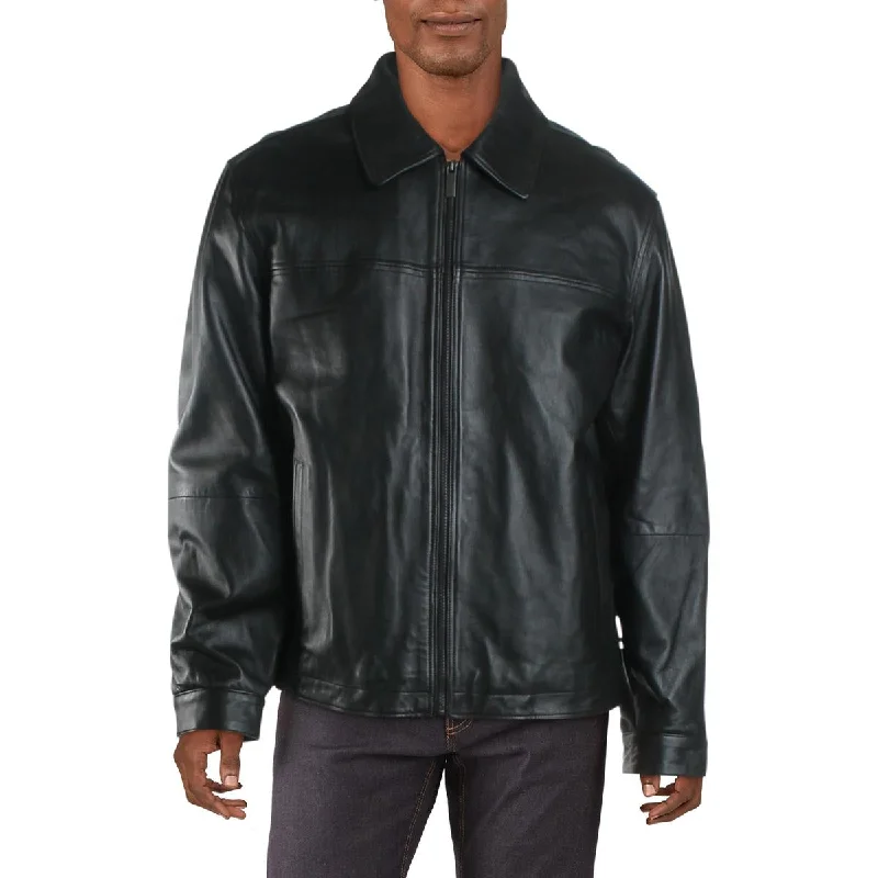 Perry Ellis Portfolio Mens Winter Leather Jacket