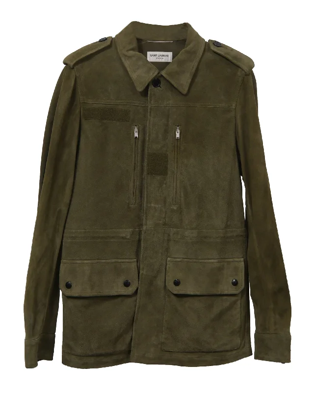 Saint Laurent Jacket in Green Suede