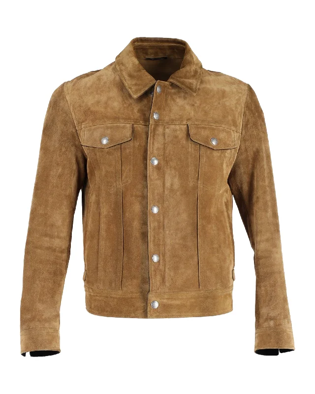 Tom Ford Trucker Jacket in Brown Suede