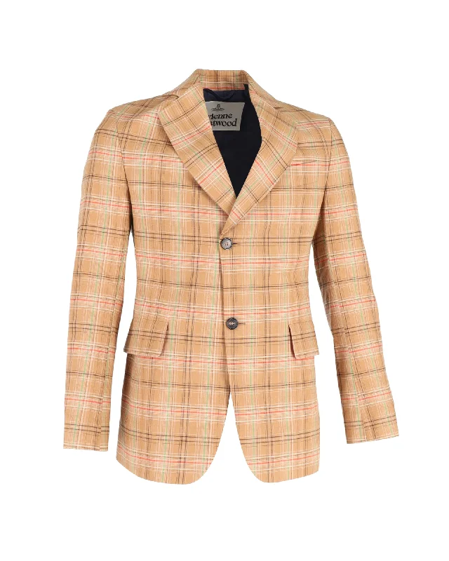 Vivienne Westwood Checkered Blazer in Beige Cotton