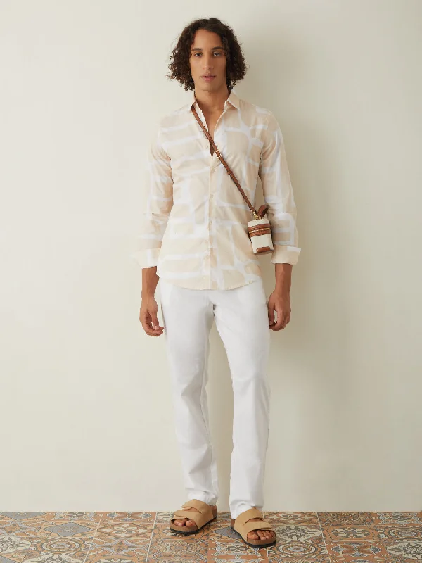 Beige Printed Casual Shirt