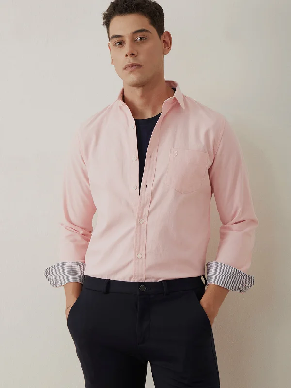 Light Pink Plain Cotton Shirt