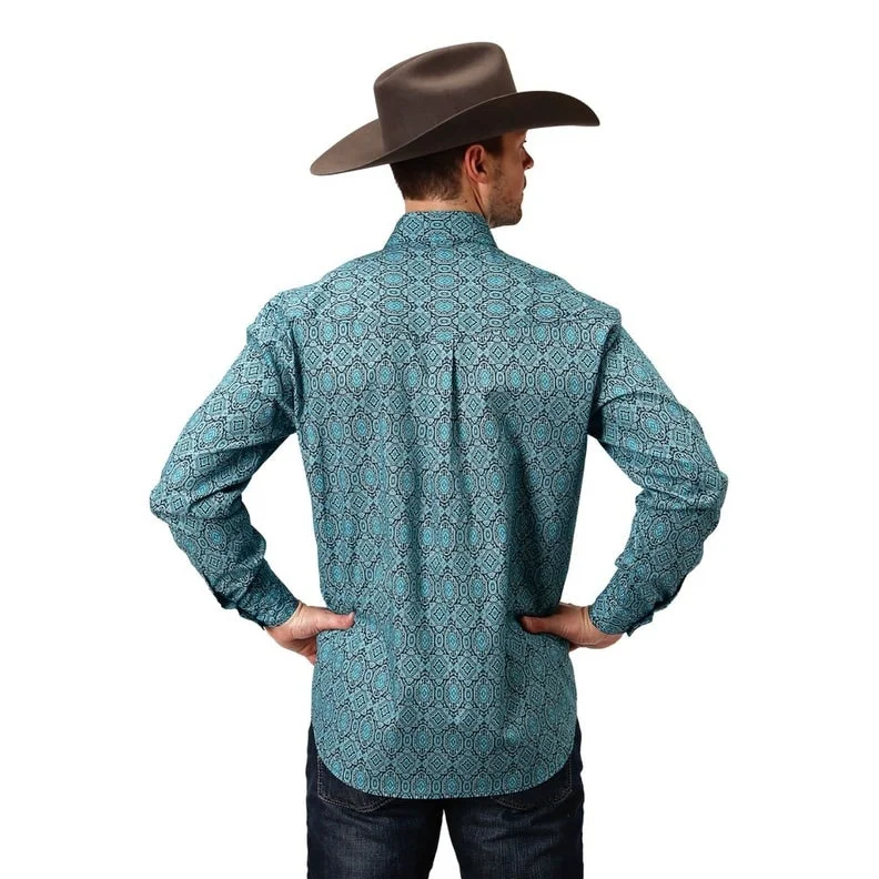 Roper Western Shirt Mens L/S Autumn Sky Blue 03-001-0325-6007 BU