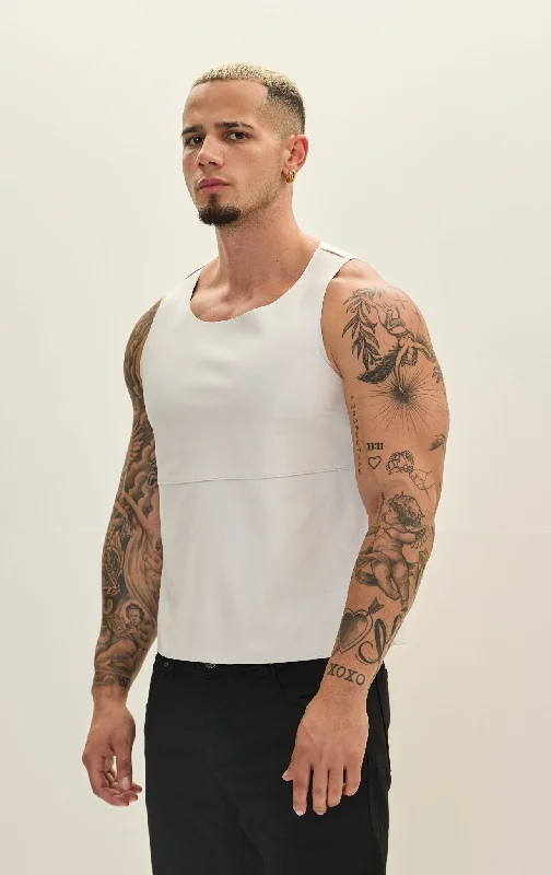 The Lambskin Leather Tank Top - White