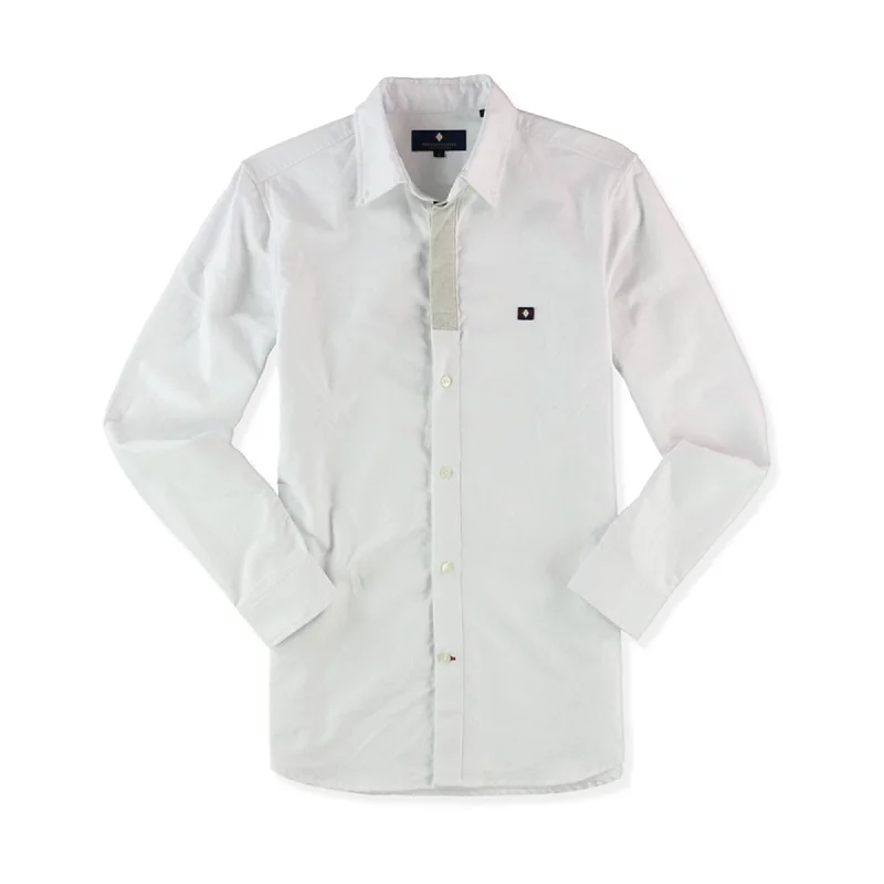 Argyleculture Mens Classic Button Up Shirt, White, Medium