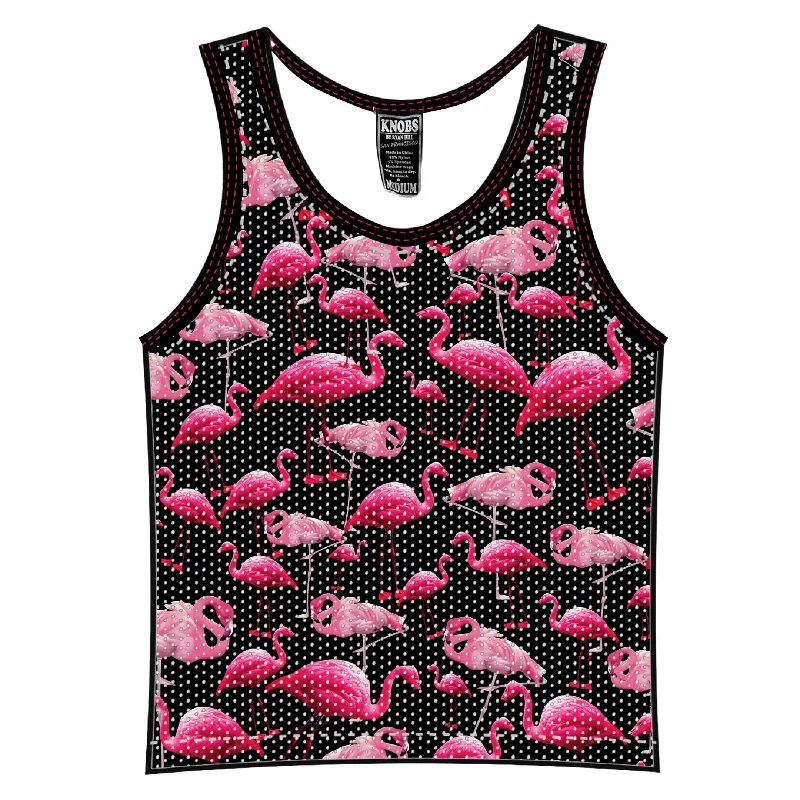 Knobs Flamingos tank mesh black