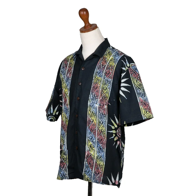 Novica Handmade Dark Chakra Mens Cotton Batik Shirt