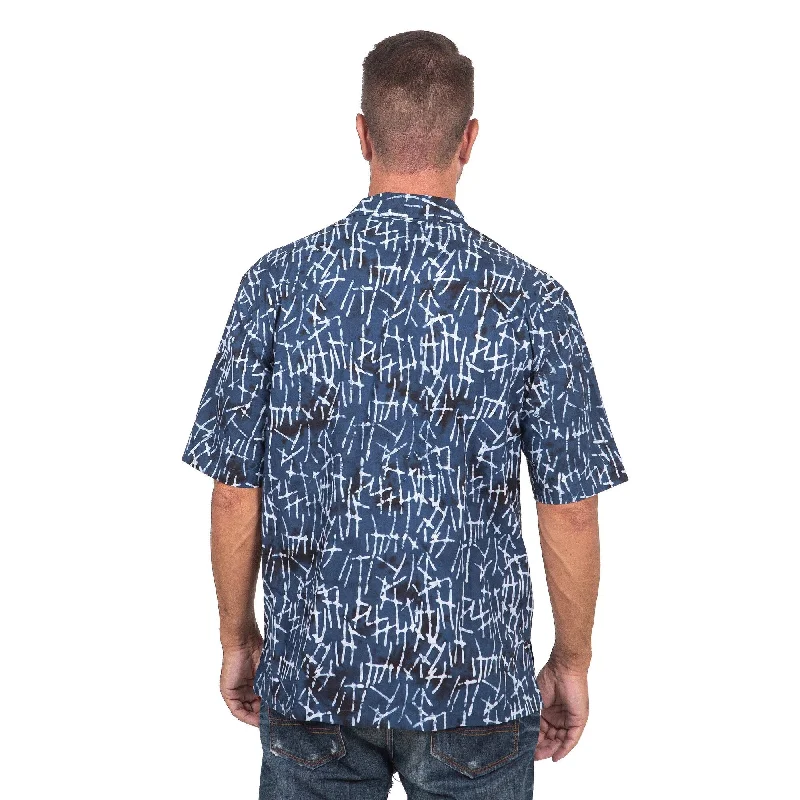 Novica Handmade Lazy Day In Blue Mens Batik Cotton Shirt