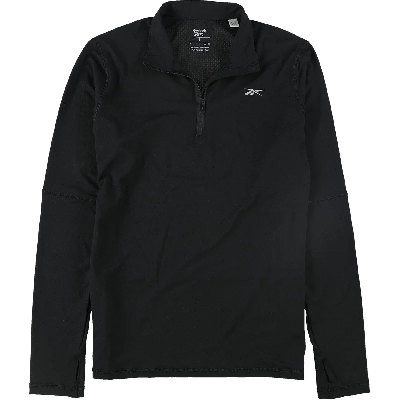 Reebok Mens High Neck Quarter Zip Henley Shirt, Black, X-Large