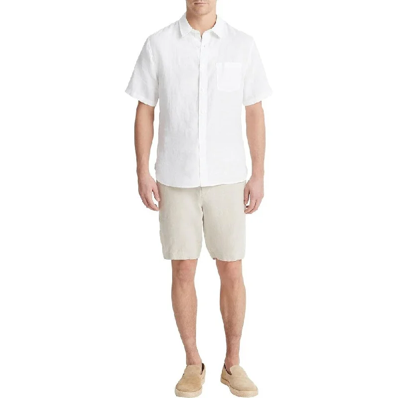 Vince Mens Linen S/S, Optic White Button Down Shirt