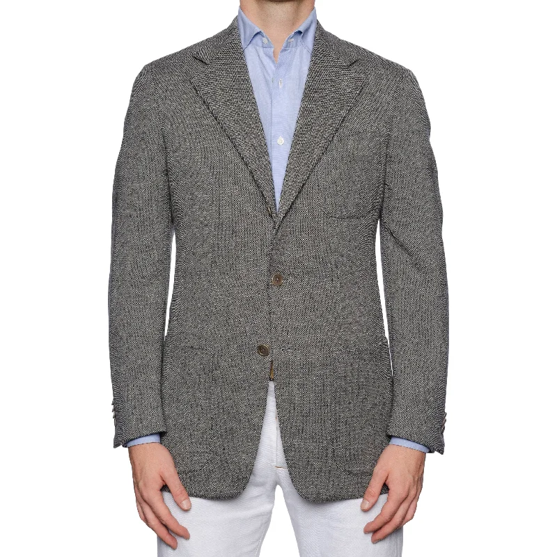 CASTANGIA 1850 Gray Micro Check Wool Flannel Unlined Sport Coat Jacket NEW