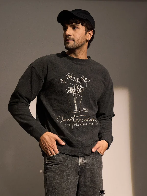 Charcoal Fleece Embroidered Sweatshirt