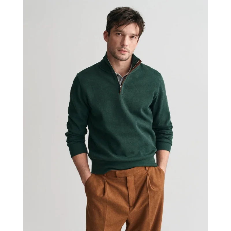 GANT Sacker Rib Half-Zip Sweatshirt Tartan Green 206802