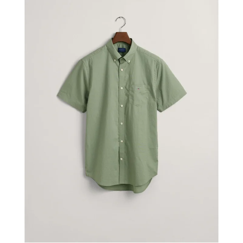 GANT Regular Fit Broadcloth Short Sleeved Shirt 3046401 - Kalamata Green