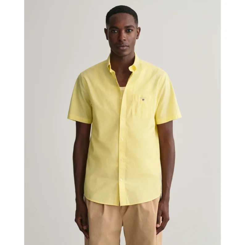 GANT Regular Fit Broadcloth Short Sleeved Shirt 3046401 - Lemonade