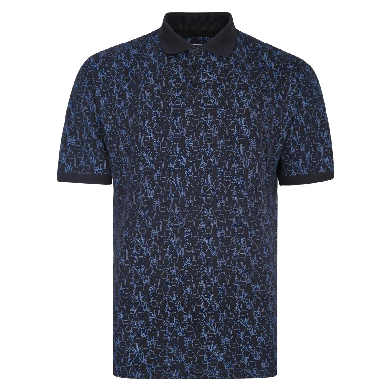 KAM Mens Big Size Guitar Print Polo (5431)