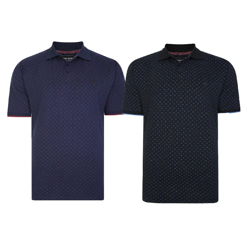 KAM Men's Dobby Print Polo with Jacquard Cuff & Collar Size 2XL to 8XL