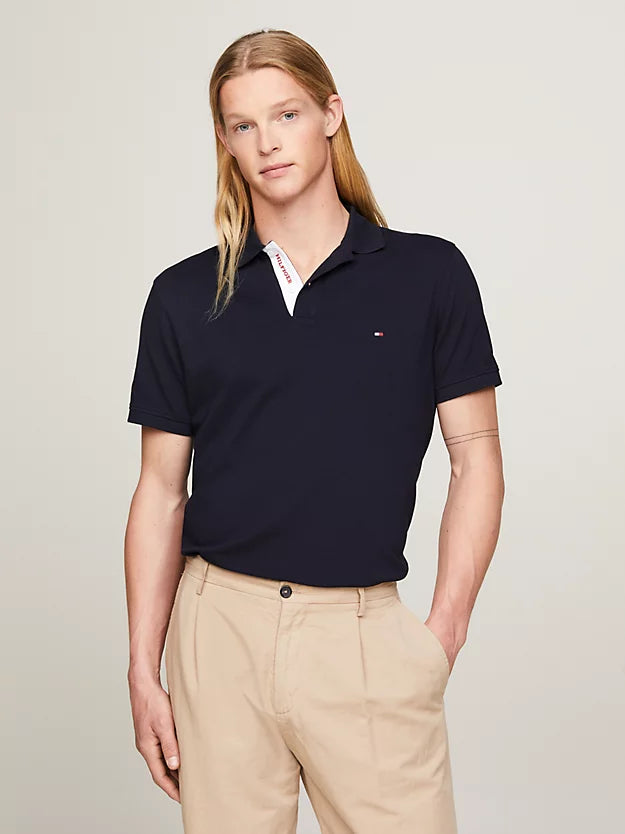 Monotype Contrast Placket Polo in Navy