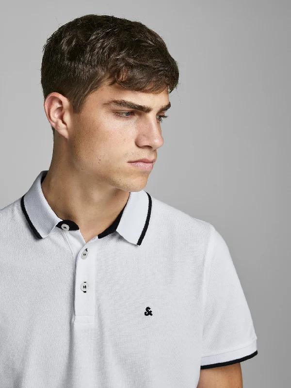 Tipped Polo in White