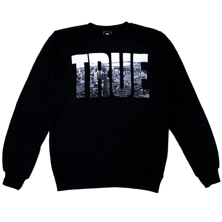 True TRSF Men's Crewneck Sweatshirt with Kanga Pocket Black