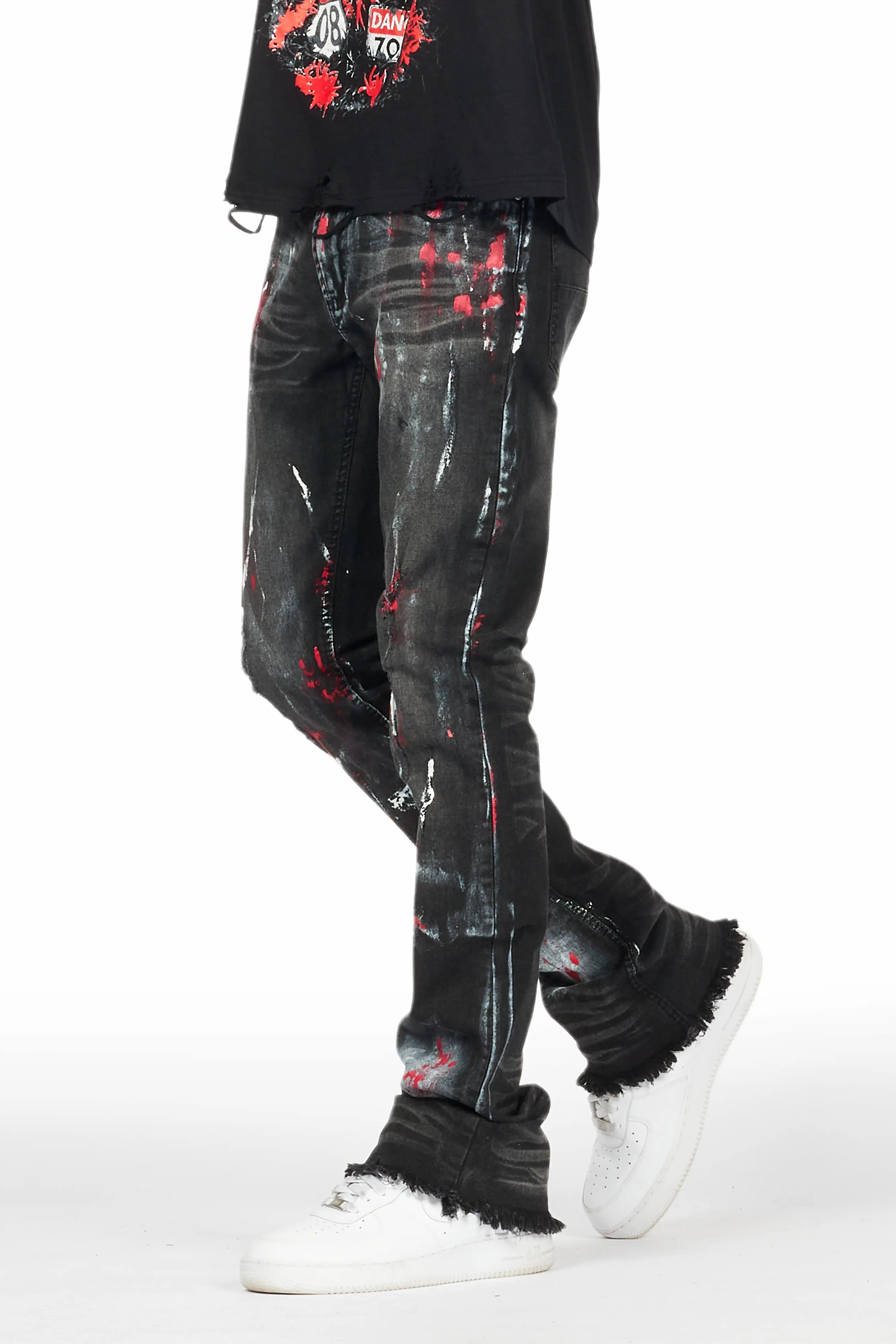 Mana Black Painter Stacked Flare Jean