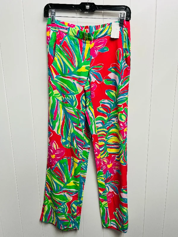 Pants Designer By Lilly Pulitzer In Green & Pink, Size: Xs