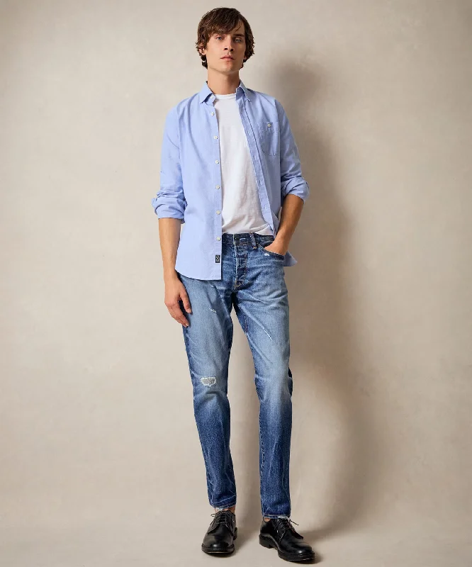 Slim Japanese Selvedge Stretch Jean in Distressed Wash