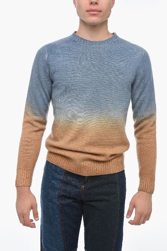 Altea Crew Neck Cashmere Blend Sweater with Degradè Bottom