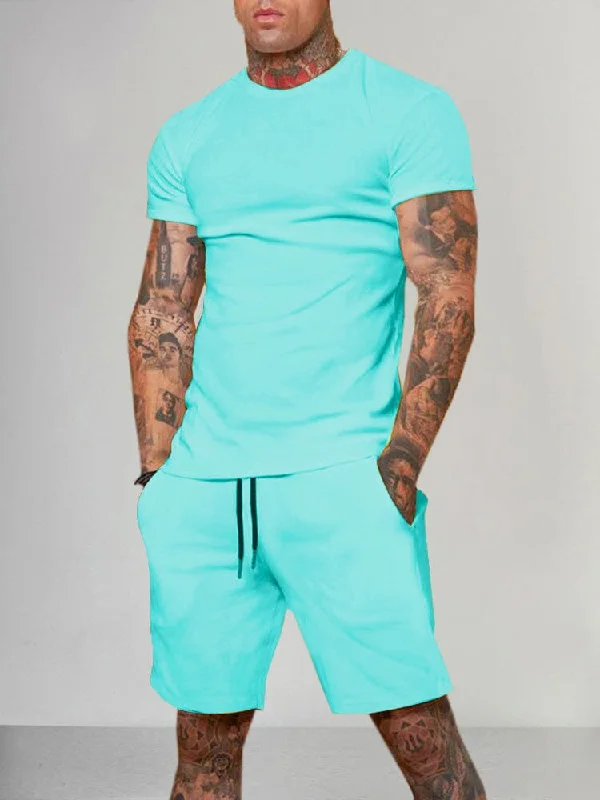 Solid Color Short Sleeve Casual Set