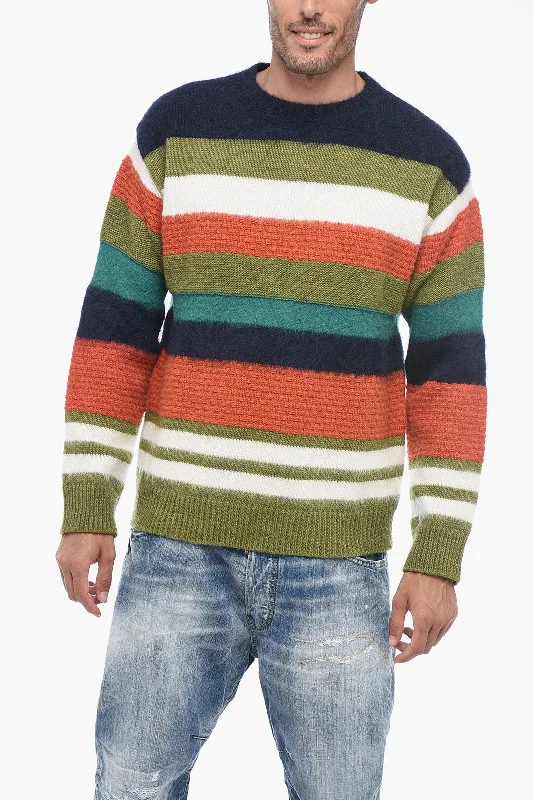 Dsquared2 Wool-blended Fuzzy Pullover with Striped Pattern