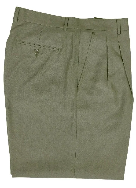 Green Peated Wide Fit Pants