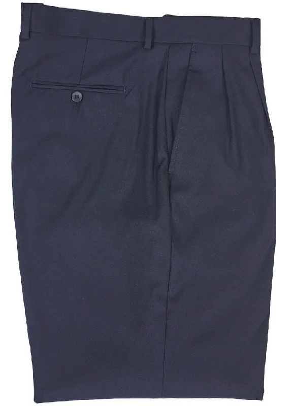 Navy Peated Wide Fit Pants