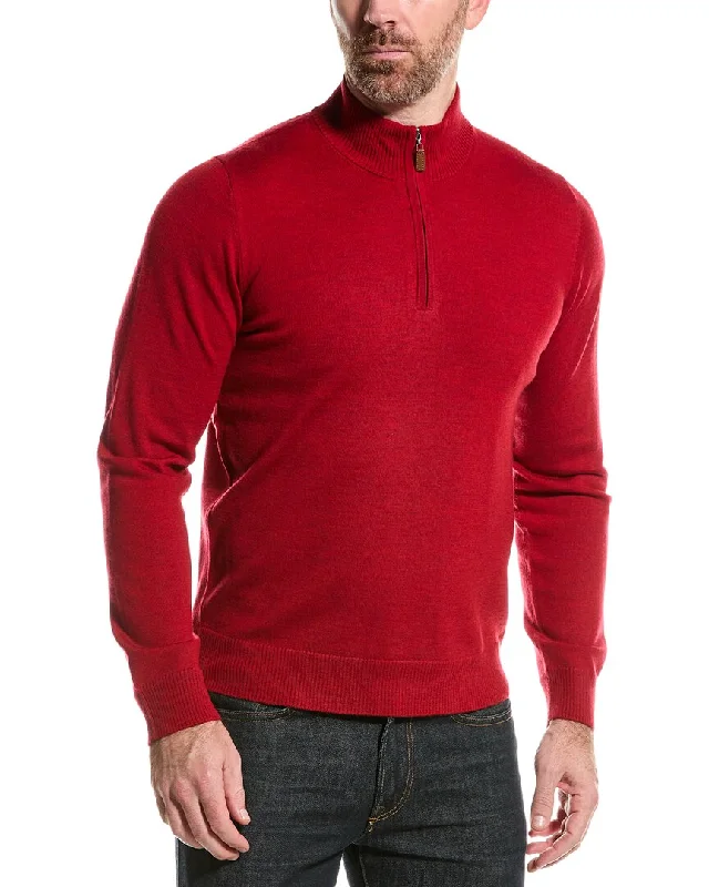 Mette mens  Merino Wool Mock 1/4-Zip Sweater, m, Red