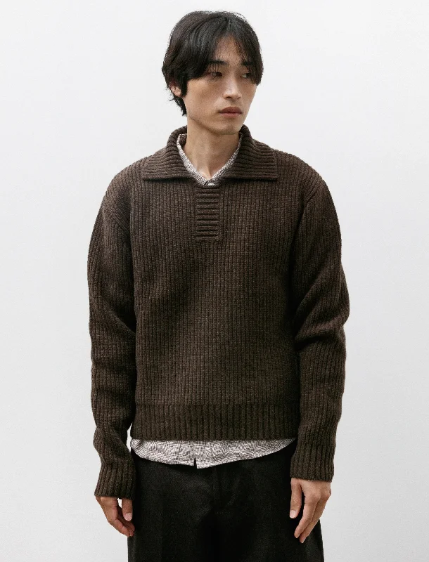 Collar Sweater Dark Brown