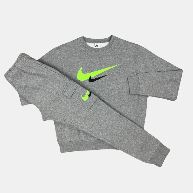 Nike Swoosh Crew Neck Tracksuit - Grey / Green