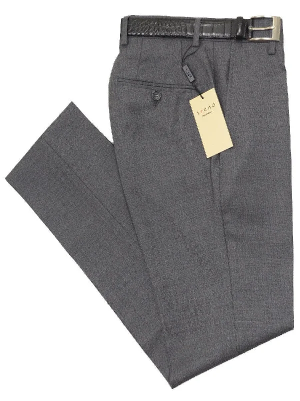 Trend by Maxman 17322P 100% Wool Young Men's Skinny Dress Pant - Solid Gabardine - Gray, Plain Front