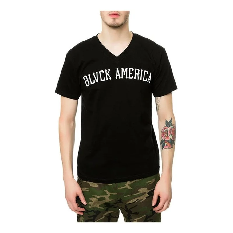 Black Scale Mens The Blvck America V-Neck Graphic T-Shirt