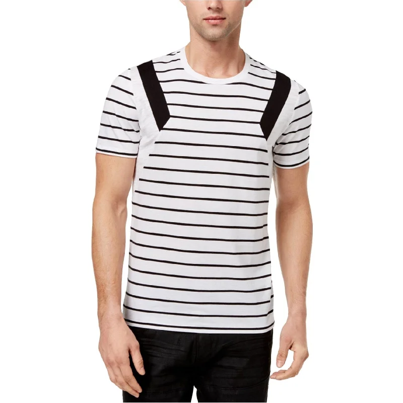 I-N-C Mens Striped Basic T-Shirt, White, XX-Large