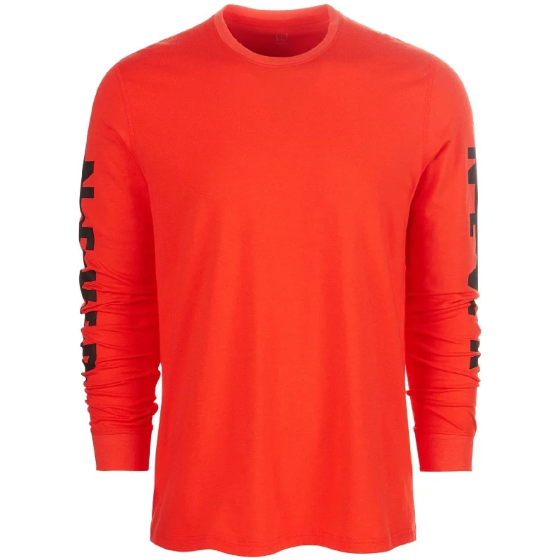 Ideology Mens Long Sleeve NEVER Graphic T-Shirt, Orange, XX-Large