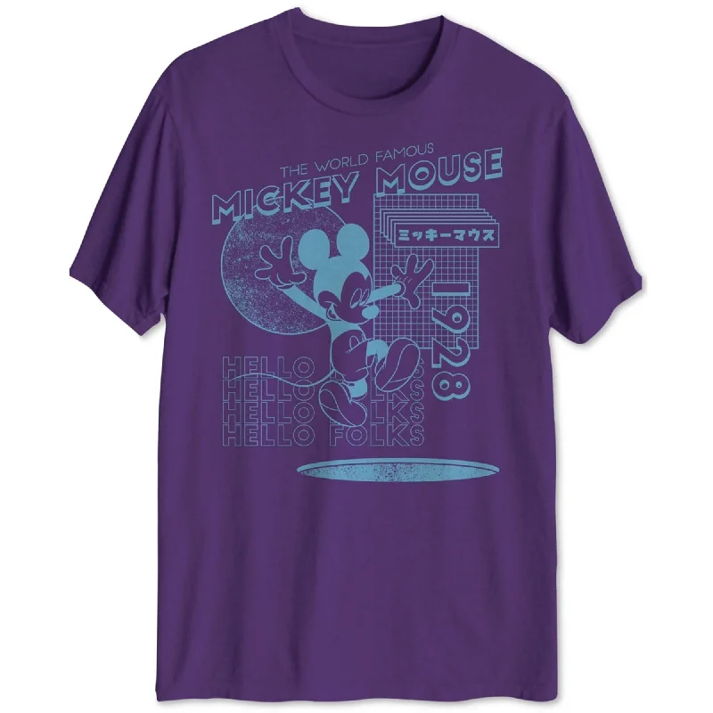 Jem Mens Mickey Mouse Graphic T-Shirt, Purple, Small