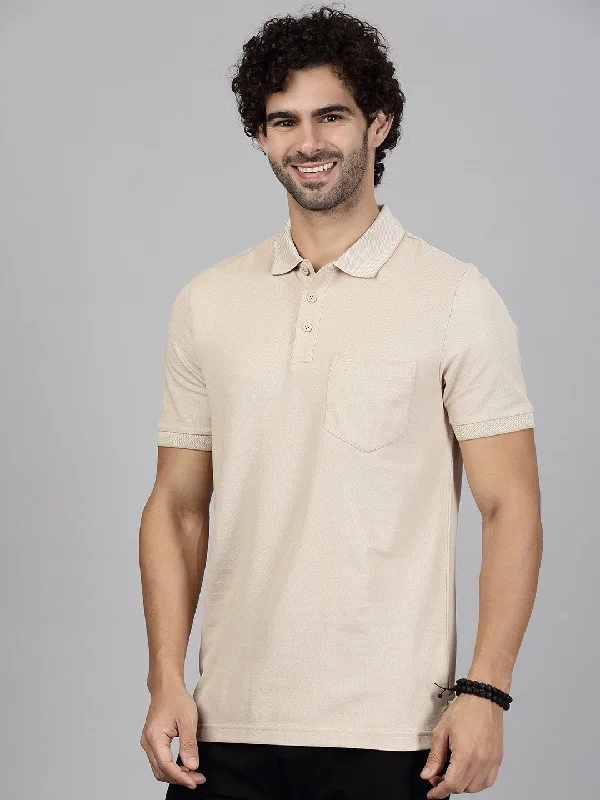 Mens Expert Polo Tshirt with Pocket Beige EP31