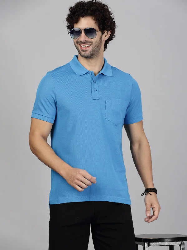 Mens Expert Polo Tshirt with Pocket Biza Blue EP26