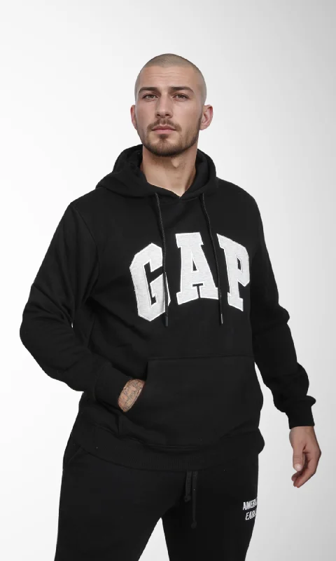 Men Vintage Pullover Hoodie (Black)