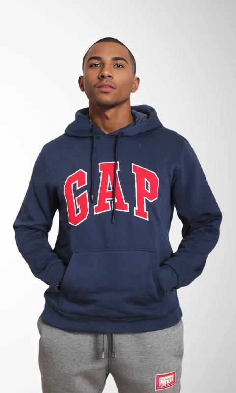 Men Vintage Pullover Hoodie (Dark Blue)